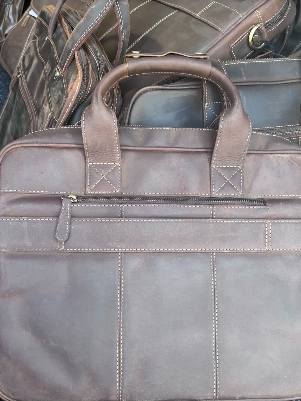 Men's Brown Leather Briefcase Bag - Classic Professional Carry